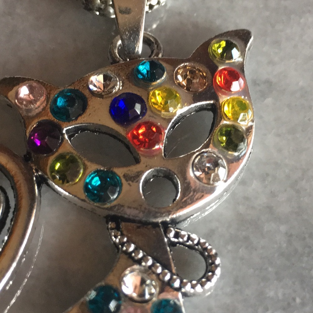 Multi-Color Crystal Cat Necklace - Picture 9 of 15